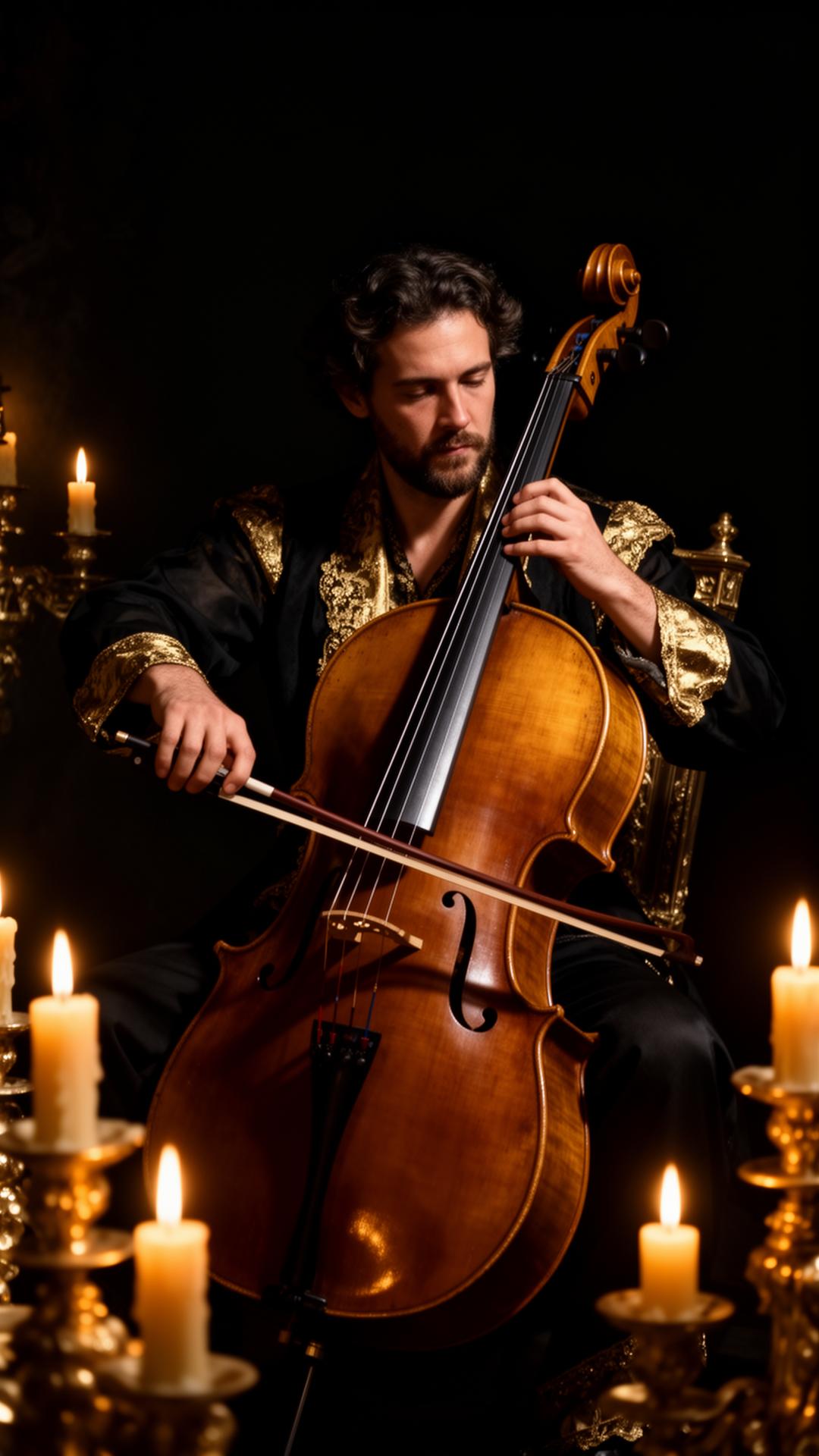 Daniele Cernuto suona il violoncello barocco a lume di candela